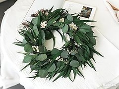 16 inch Preserved Eucalyptus Wreath – Medium-Sized Natural Handcrafted