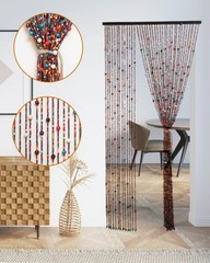 38 Strands Beaded Curtain for Doorways -35.4″x79″- Handmade Natural Beaded Cu…