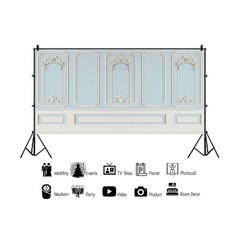 Leyiyi 20x10ft Blue White Vintage Room Inside Backdrop European Frame Modern …