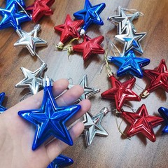 24pcs 4th of July Patriotic Star Ornaments for Tree – Independence Day Star H…
