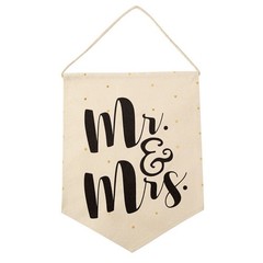 Mud Pie E7 Wedding Wall Or Door 25″ x 14″ Canvas Decorative Flag Hanger 4265349