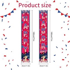 2 Pcs Party Decoration, Happy Door Banner, Patriotic Star Stripes Labor Day