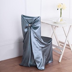 6 Dusty Blue SATIN UNIVERSAL CHAIR COVER Wedding Banquet Reception Decorations