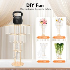 Wedding Gold Crystal Flower Stand Round Pedestal Stand Crystal Flower Stand