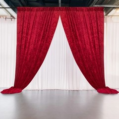 RED 5 ft Premium Velvet Backdrop Curtain Party Wedding Booth Decorations