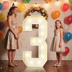 4FT Marquee Numbers 3 Sign,Large Light Up Numbers Party Decoration – Hook and…