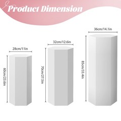3Pcs Hexagonal Pedestal Stands Cake Dessert Table Pillar for Wedding Party Decor
