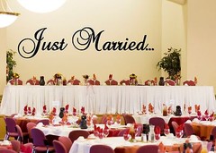 Just Married Wedding Wall Decor Vinyl Sticker Decal 10″h x 40″w