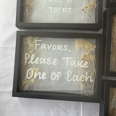 Lot of 5 black picture frames with dried flowers wedding party decor
