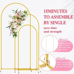 Versatile Gold Metal Arch Stand Set for Weddings & Parties – 6FT, 5FT, 4FT