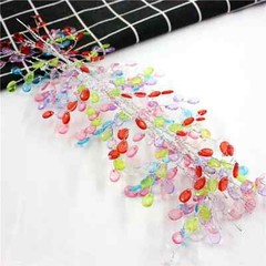 Acrylic Crystal Bead Flower Branch String Bridal Headdress Wedding Props Tiara