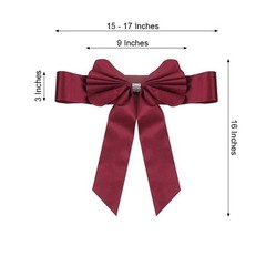 5 Burgundy Reversible Satin Faux Leather Bow Tie Party Chair Sashes with Buckles