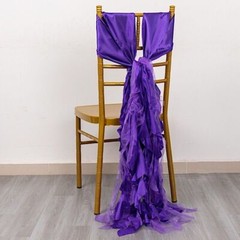 5 PURPLE Curly Willow Chiffon Satin CHAIR SASHES Party Event Decorations