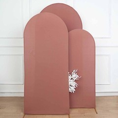 6 ft TERRACOTTA Matte Fitted Spandex Round Top Arch Backdrop STAND COVER Party