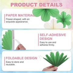 Party Hanging Paper Flowers Fans Garland Set, Grass Green/Green/Beige