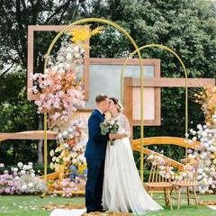 6FT Arch Backdrop Stand, Gold Metal Arch Stand Backdrop | Easy Assembly, 6 FT