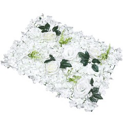 6 PCS Artificial Flower Wall Panel White Hydrangea Rose Wedding Backdrop Decor