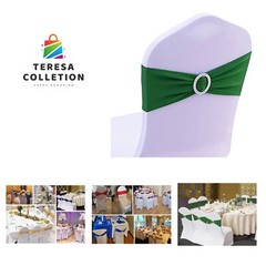 100PCS Spandex Wedding Emerald Green Chair Sashes Bands with Buckle Chair Bow…