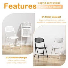 Ytaoka Folding Chair White Foldable Chair with Breathable Mesh Seat and Sturd…