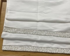 White Bridal Satin With Beaded Ends. 15.75” X 94” Double Sided Table Decor
