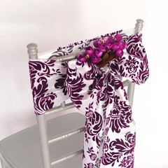 125 pcs Damask Flocking CHAIR SASHES Bows Ties Wedding PARTY Reception Linens