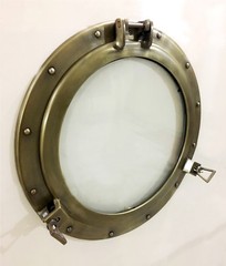 20″ Aluminum Porthole Glass Wall Photo Frame Antique Finish Cabin Porthole
