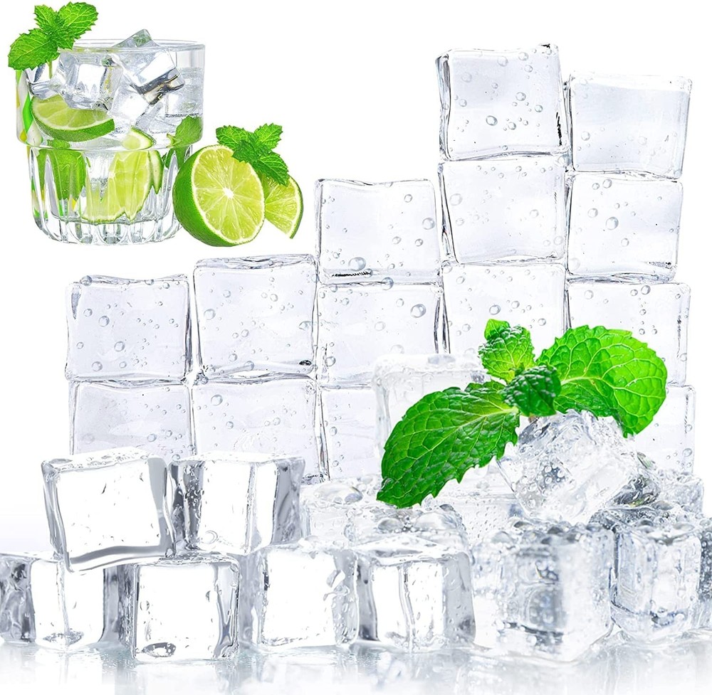 DomeStar Acrylic Clear Ice Rock Diamond Crystals Fake Cubes Decorative 1″ 20 Pk