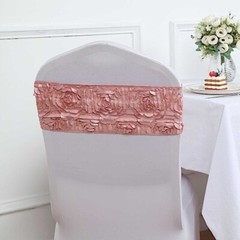 10 Dusty Rose Satin Rosettes Stretchable Spandex Chair Sashes Wedding