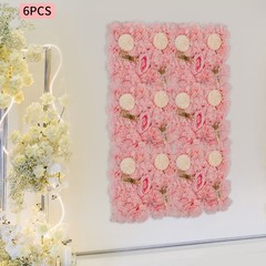 6pcs Artificial Flower Walls Pink Dahlia Rose Panels for Wedding Décor 15*15in