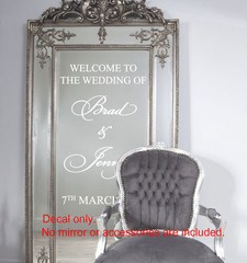 Custom Wedding Welcome Sign Sticker Decal Wall Mirror Frame Removable