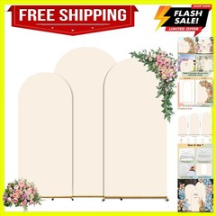 Versatile 3-Pc Spandex Arch Covers for Weddings, Showers & More – 6-7.2 FT Beige