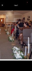 White Gold Floral Wedding Decoration Set Arch Centerpiece Aisle Photo Display