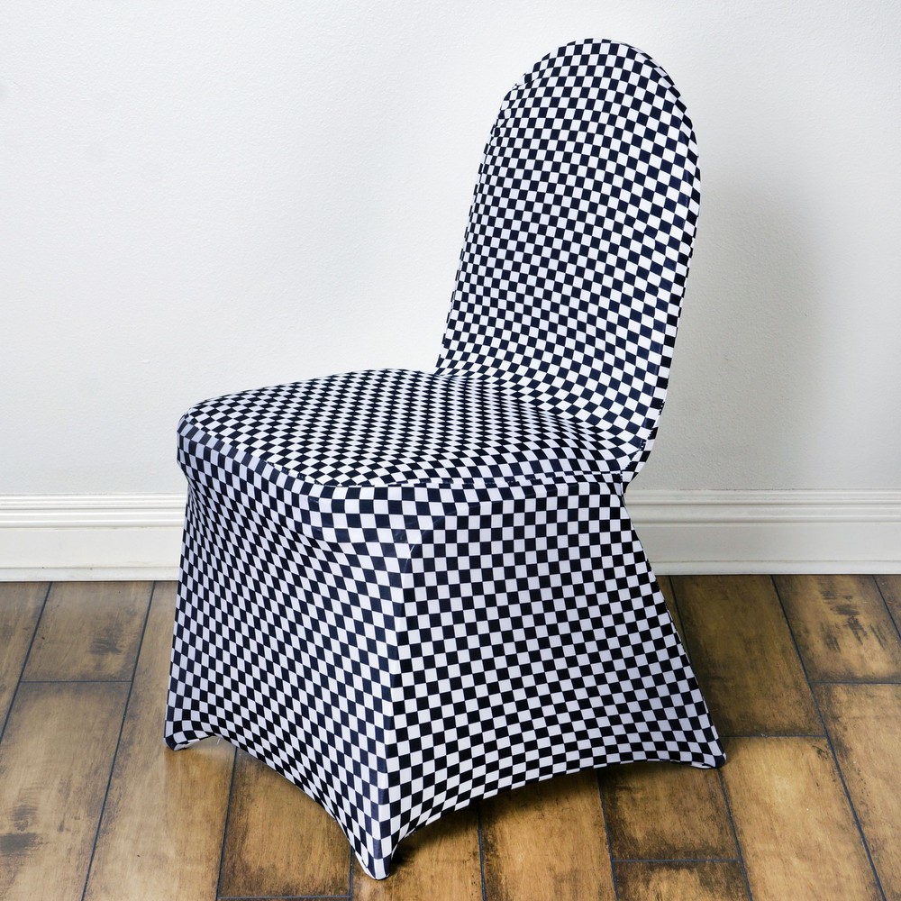 Checkered Spandex STRETCHABLE CHAIR COVERS Wedding Slipcover Supply Banquet