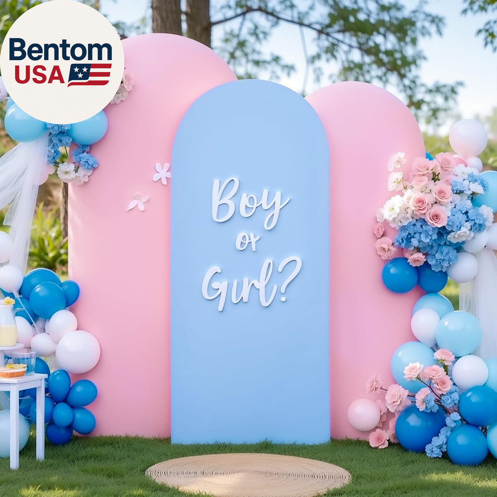 Pink Blue Arch Cover 3 Set-7.2Ft, 6.6FT, 6FT Arch Backdrop Cover Spandex Fitted