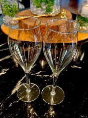 Classy Wedding Bride & Groom Wine Glasses Toast Champagne Flute Clear Glass