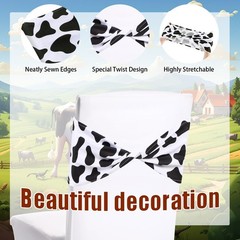 72 Pcs Cow Stripe Chair Sashes – Elastic Animal Print Bands for Safari Party Dec