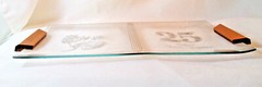 SILVER ANNIVERSARY (25 YEAR) GLASS SERVING TRAY 15″ X 8″ USA SELLER