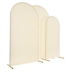 Set of 3 Metal Arch Backdrop Stand Gold Beige Wedding Party Arch Backdrop Stand