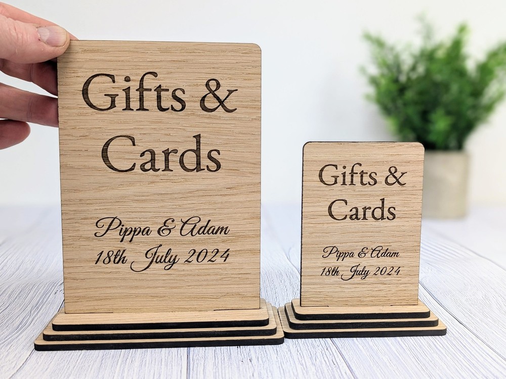 Personalised ‘Gifts & Cards’ Wooden Sign for Weddings and Parties