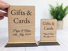 Personalised ‘Gifts & Cards’ Wooden Sign for Weddings and Parties