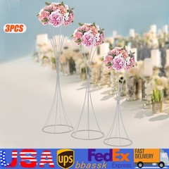 3Pcs Modern Silver Metal Flower Stand for Wedding Table Centerpieces Decor
