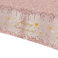 Retirement Decorations for Women Tablecloth – Disposable Rose Gold Happy Reti…