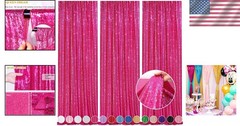 Sparkly Hot Pink Sequin Backdrop Curtain 6FTx8FT – 3 Pack