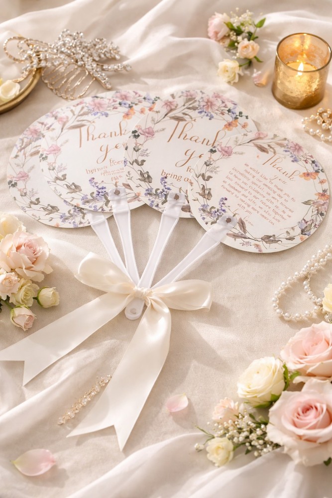 Wedding Decoration x 100 Floral Hand Fans Favors Outdoor Summer Ceremony Set