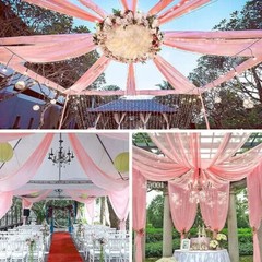 White Wedding Dress Ceiling Drapes Roof Canopy Decor Drap Fabric Chiffon Curtain