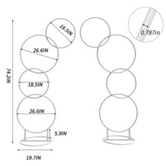 2X White Hoop Pillar Flower Stand Metal Wedding Arch Party Stage Photo Backdrops