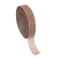 1″x10 Yard Crystal Rhinestones Mesh Ribbon Rose Gold (4mm)