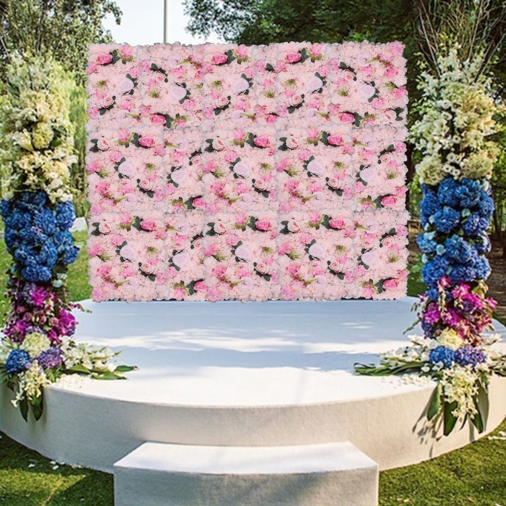 12 Pcs Flower Wall Panel 24″x16″ Artificial Roses Hydrangeas Wedding Party Decor