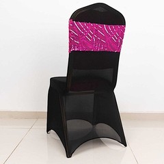 5 FUCHSIA SILVER Mesh Embroidered Sequins CHAIR SASHES Party Events Decorations