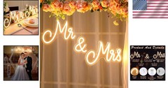 Durable Mr and Mrs Wedding Neon Light – LED Backdrop